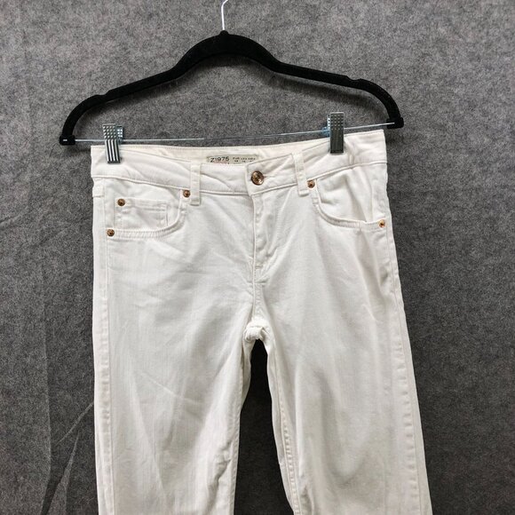 Zara Slim Straight Jeans Womens 6 White Low Rise Stretch - Picture 3 of 11